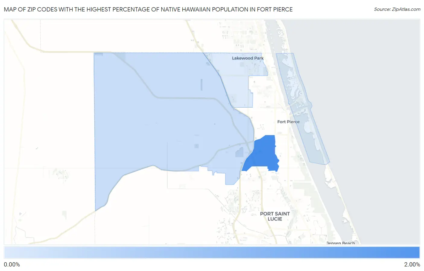Zip Codes with the Highest Percentage of Native Hawaiian Population in Fort Pierce Map