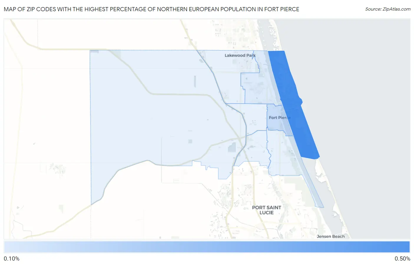 Zip Codes with the Highest Percentage of Northern European Population in Fort Pierce Map