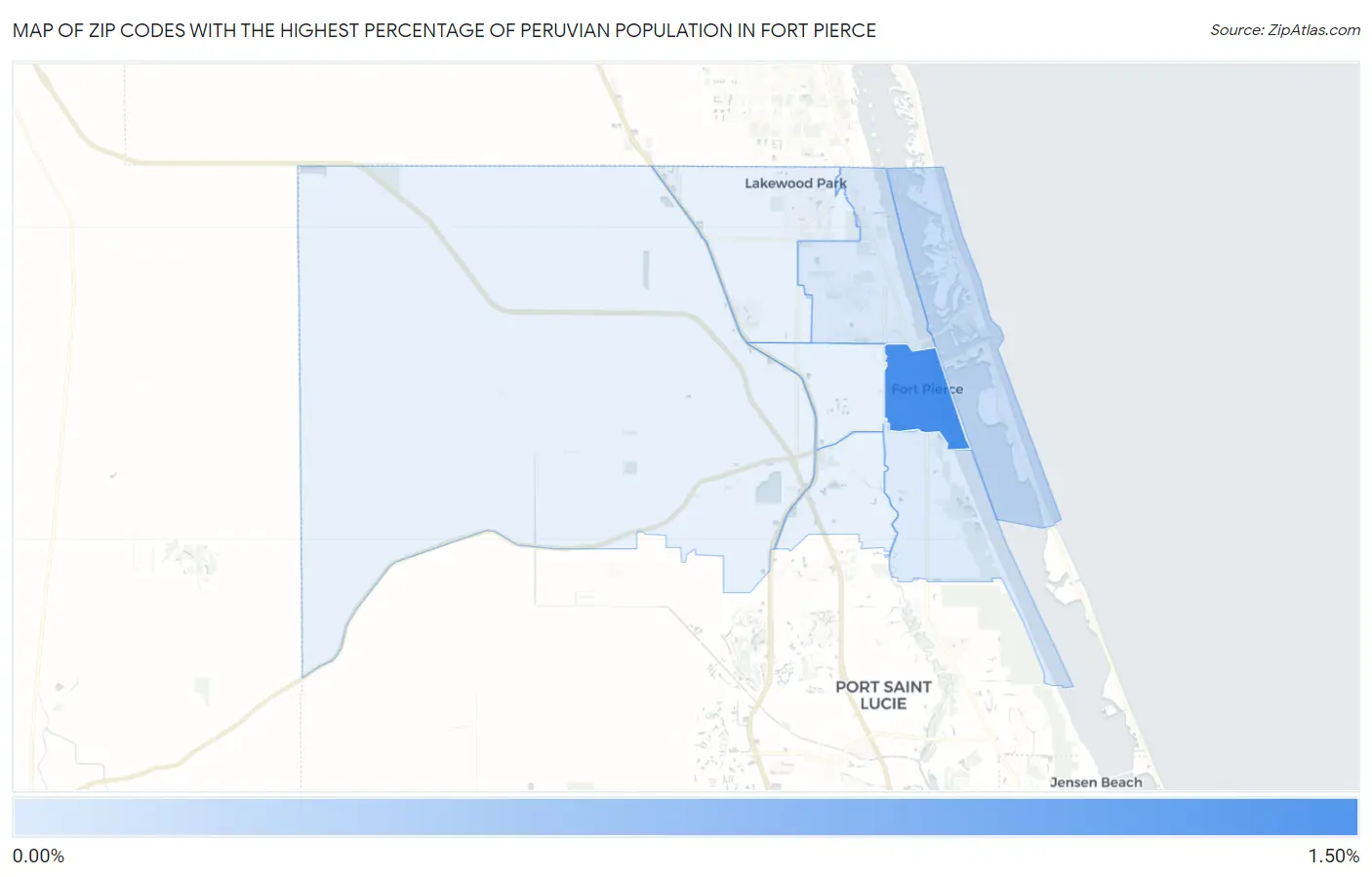 Zip Codes with the Highest Percentage of Peruvian Population in Fort Pierce Map