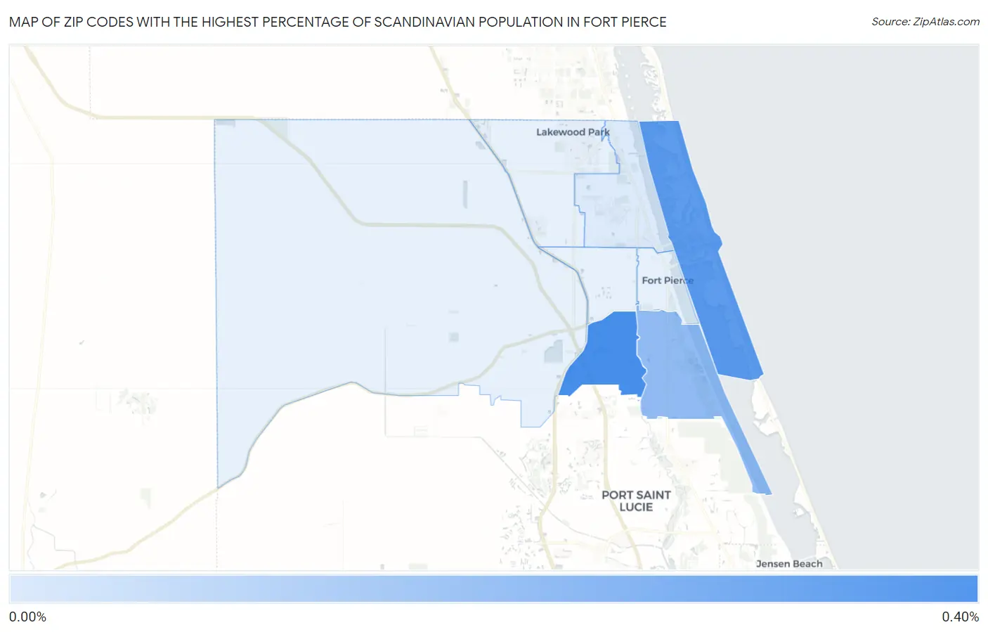 Zip Codes with the Highest Percentage of Scandinavian Population in Fort Pierce Map