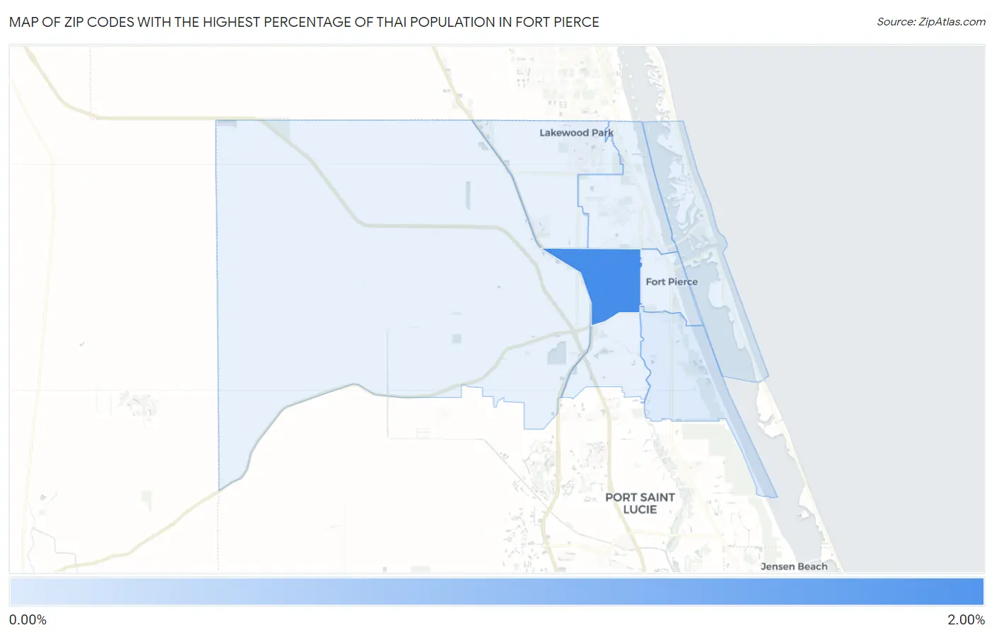 Zip Codes with the Highest Percentage of Thai Population in Fort Pierce Map