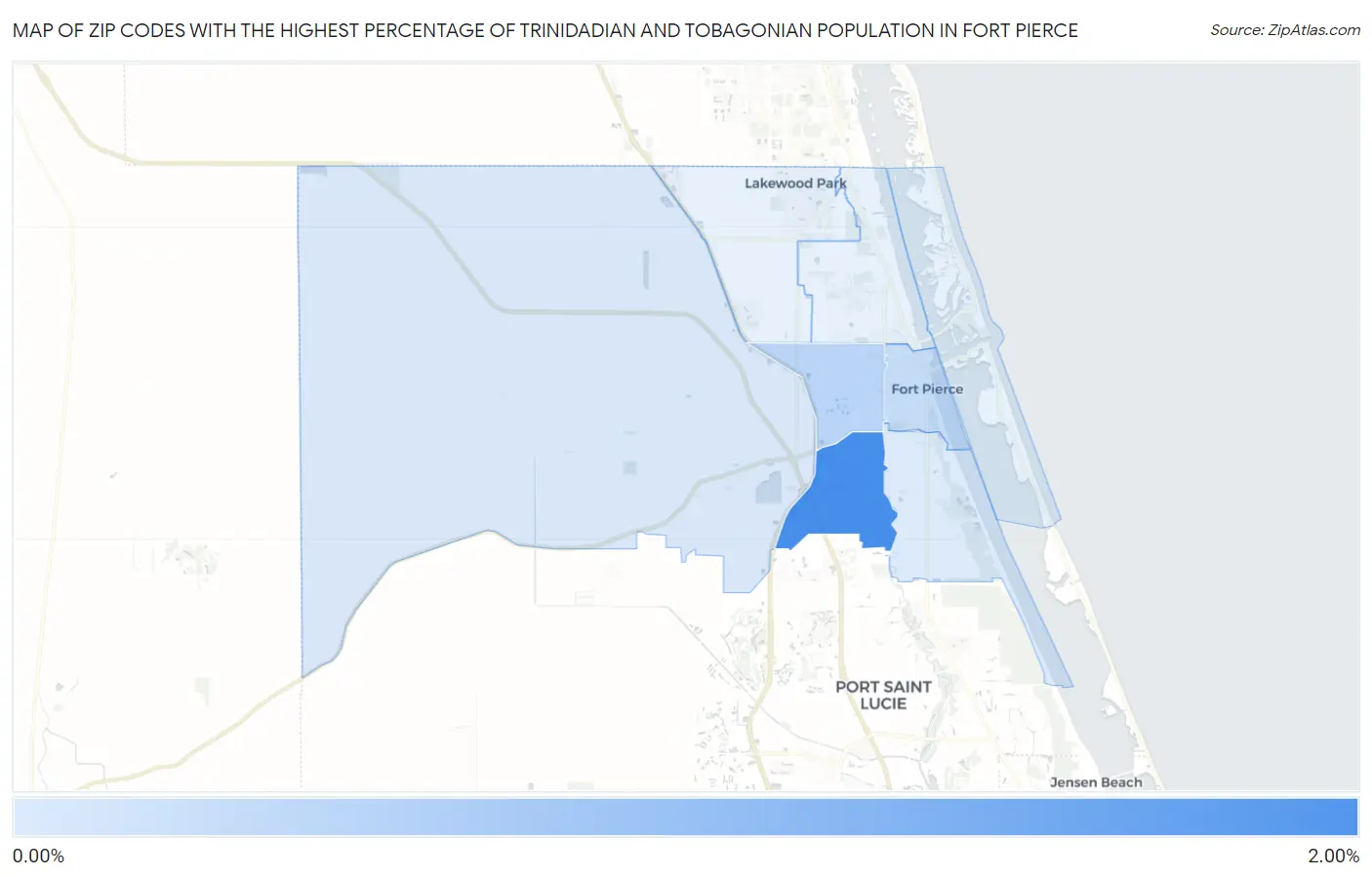 Zip Codes with the Highest Percentage of Trinidadian and Tobagonian Population in Fort Pierce Map