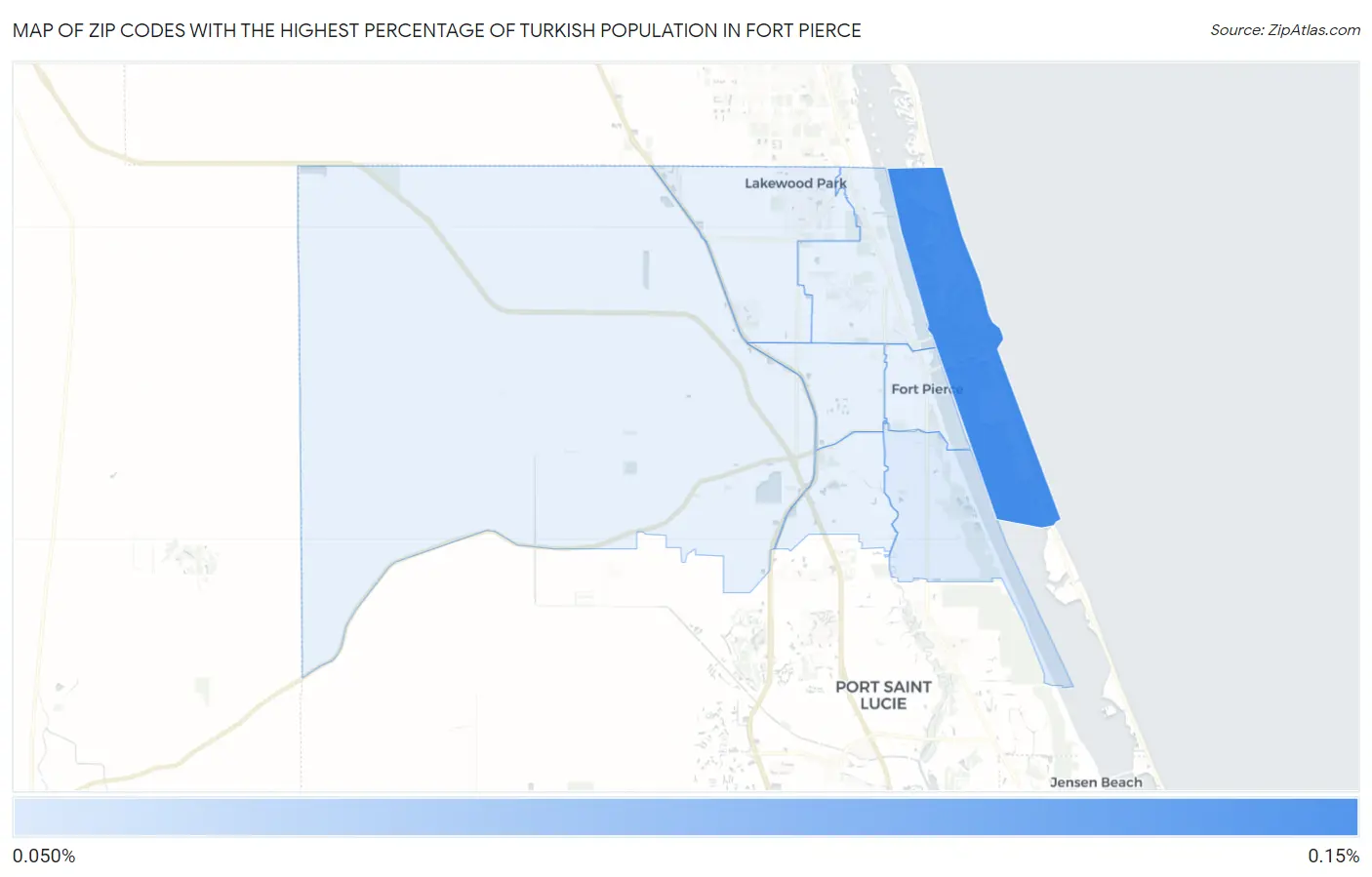 Zip Codes with the Highest Percentage of Turkish Population in Fort Pierce Map