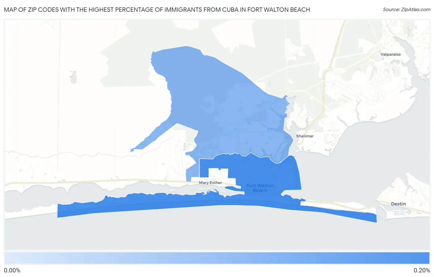 Zip Codes with the Highest Percentage of Immigrants from Cuba in Fort Walton Beach Map