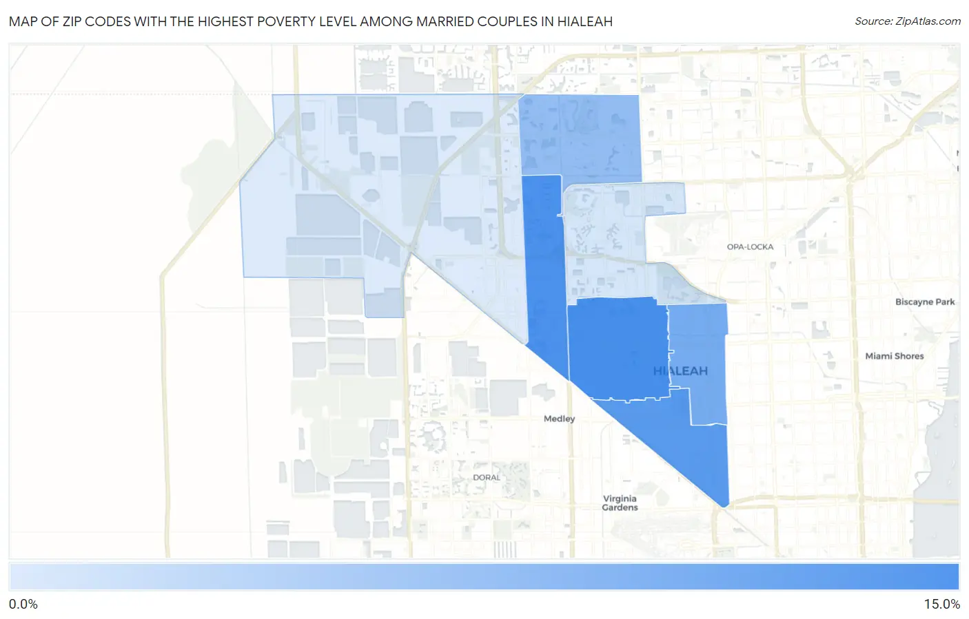Zip Codes with the Highest Poverty Level Among Married Couples in Hialeah Map