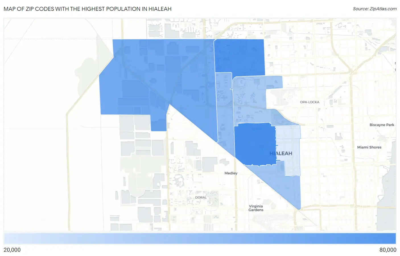 Zip Codes with the Highest Population in Hialeah Map