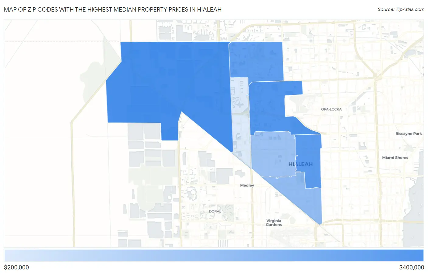 Zip Codes with the Highest Median Property Prices in Hialeah Map