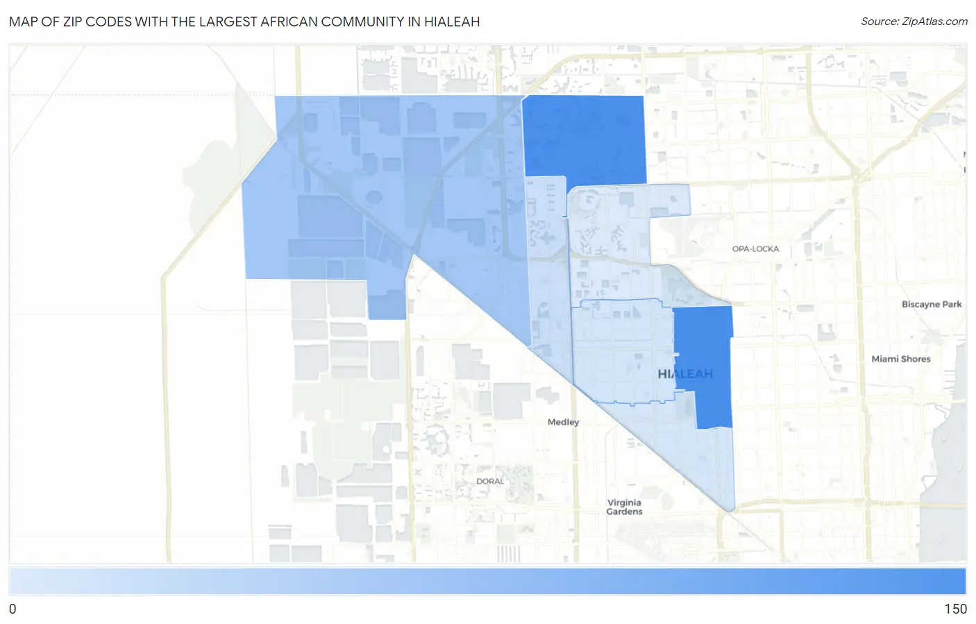 Zip Codes with the Largest African Community in Hialeah Map