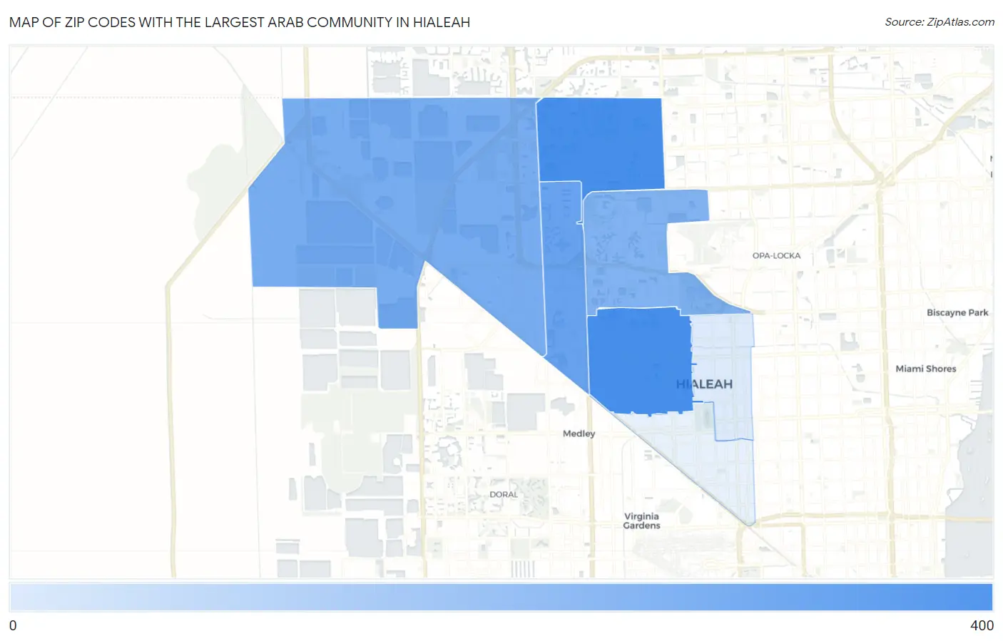 Zip Codes with the Largest Arab Community in Hialeah Map