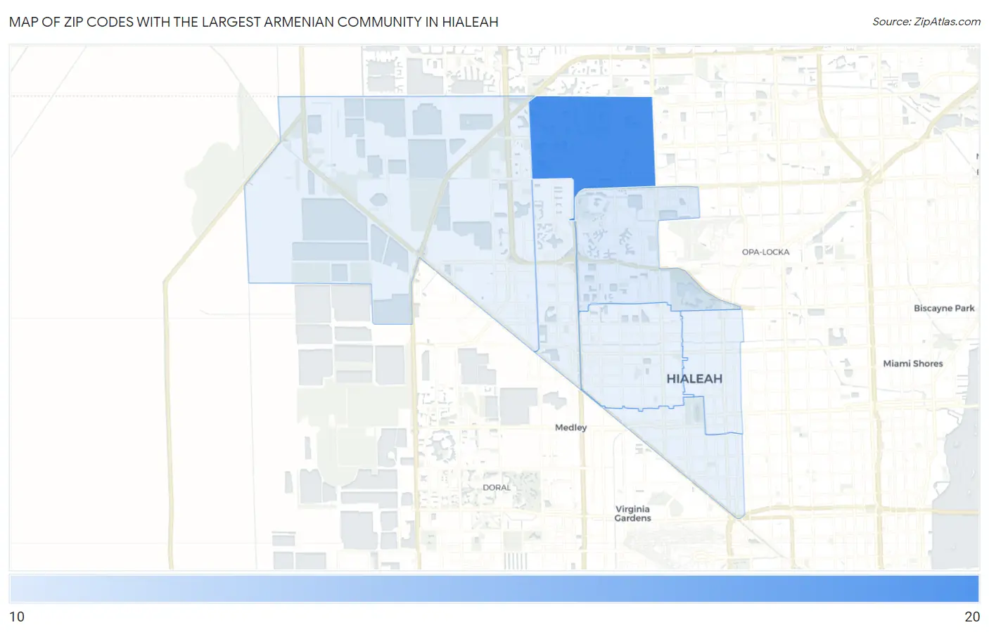 Zip Codes with the Largest Armenian Community in Hialeah Map