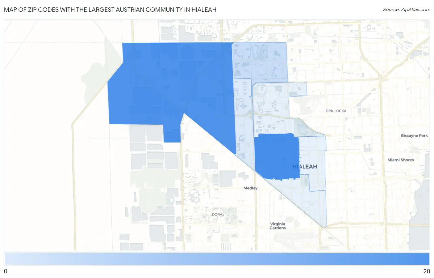 Zip Codes with the Largest Austrian Community in Hialeah Map