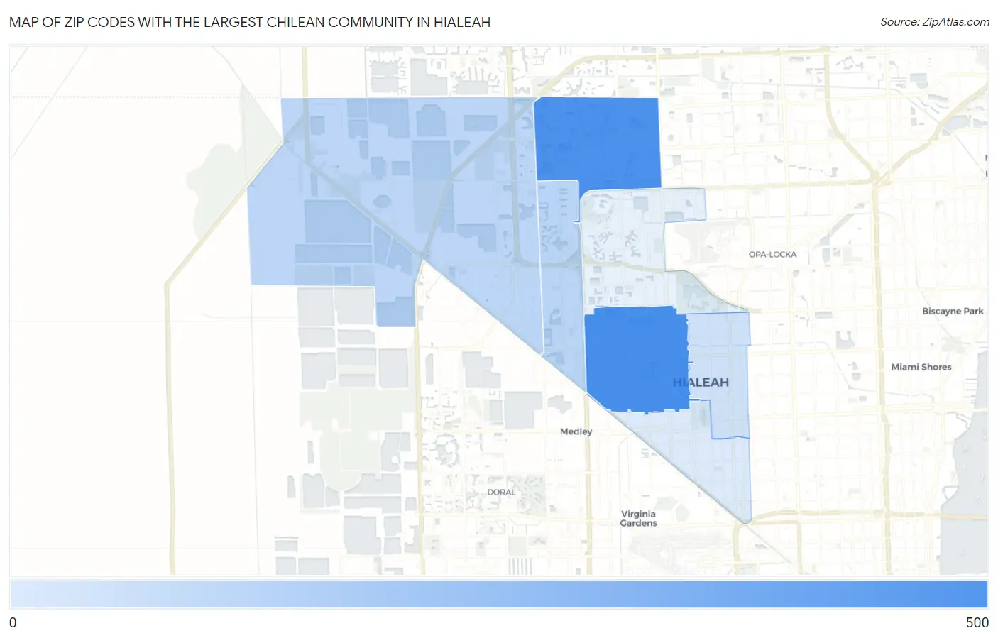 Zip Codes with the Largest Chilean Community in Hialeah Map