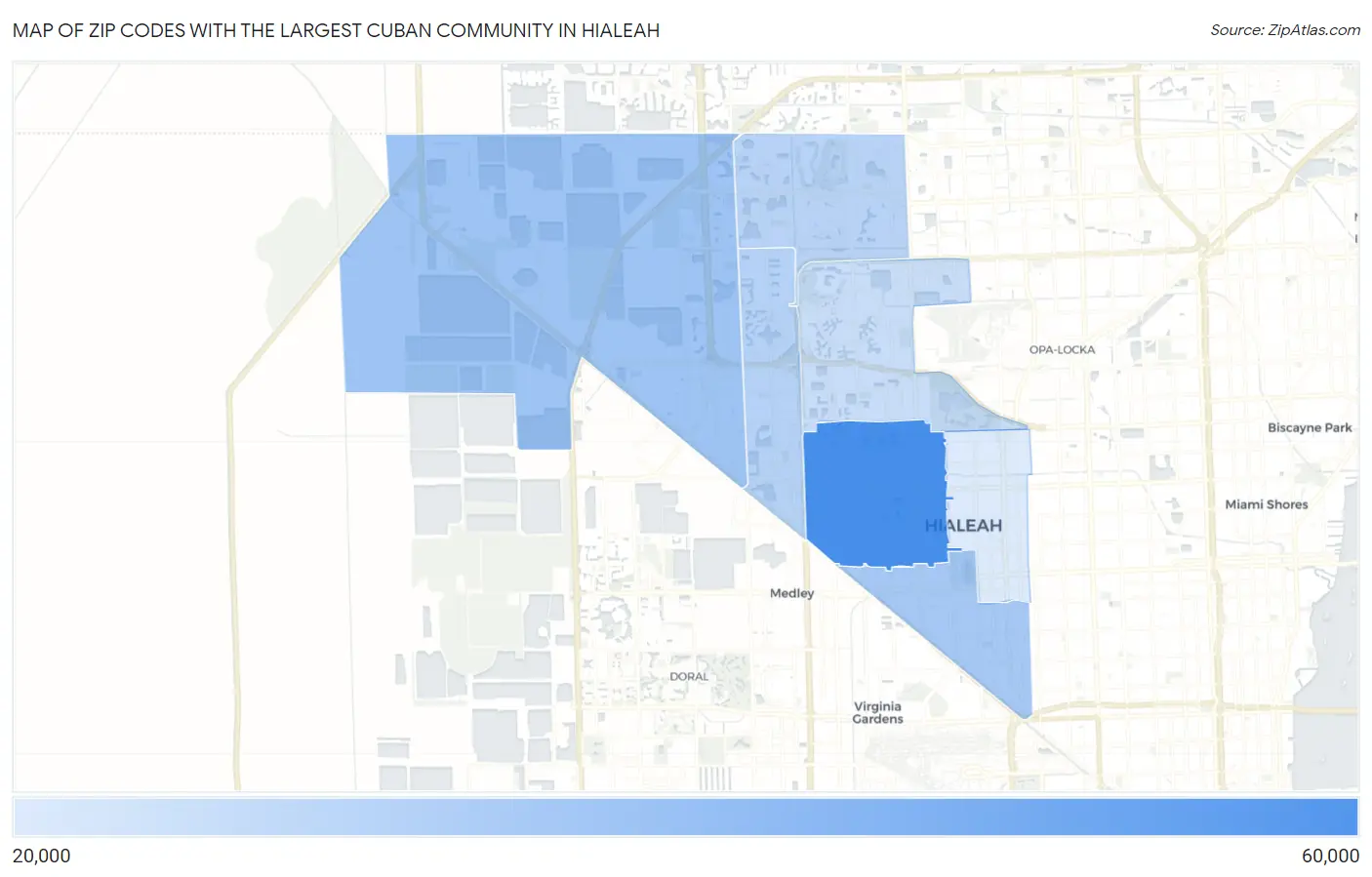 Zip Codes with the Largest Cuban Community in Hialeah Map