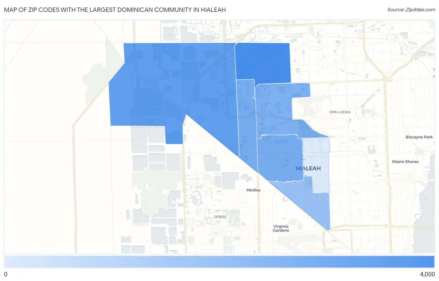 Zip Codes with the Largest Dominican Community in Hialeah Map