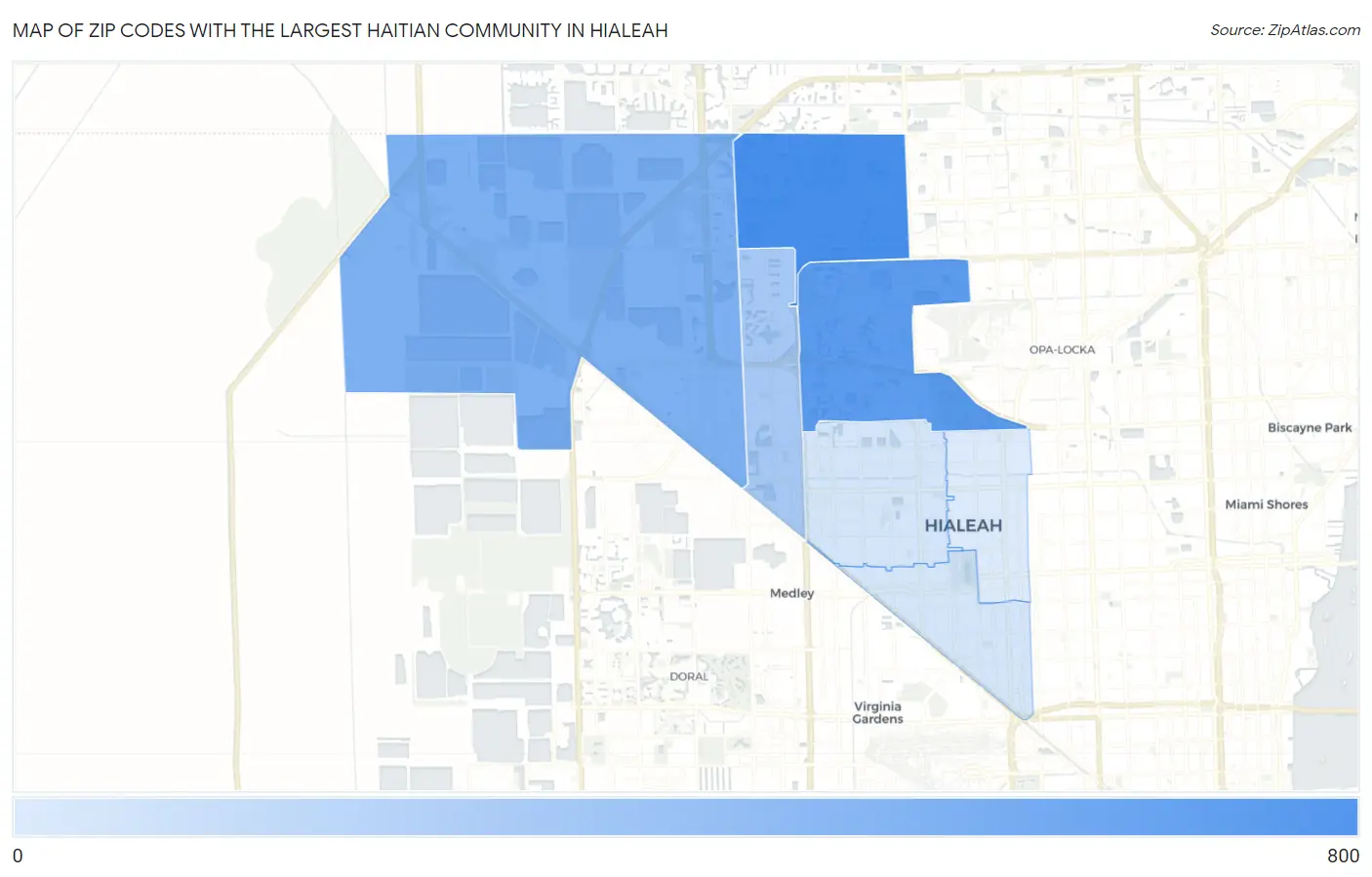 Zip Codes with the Largest Haitian Community in Hialeah Map