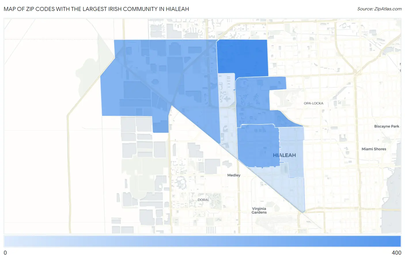 Zip Codes with the Largest Irish Community in Hialeah Map