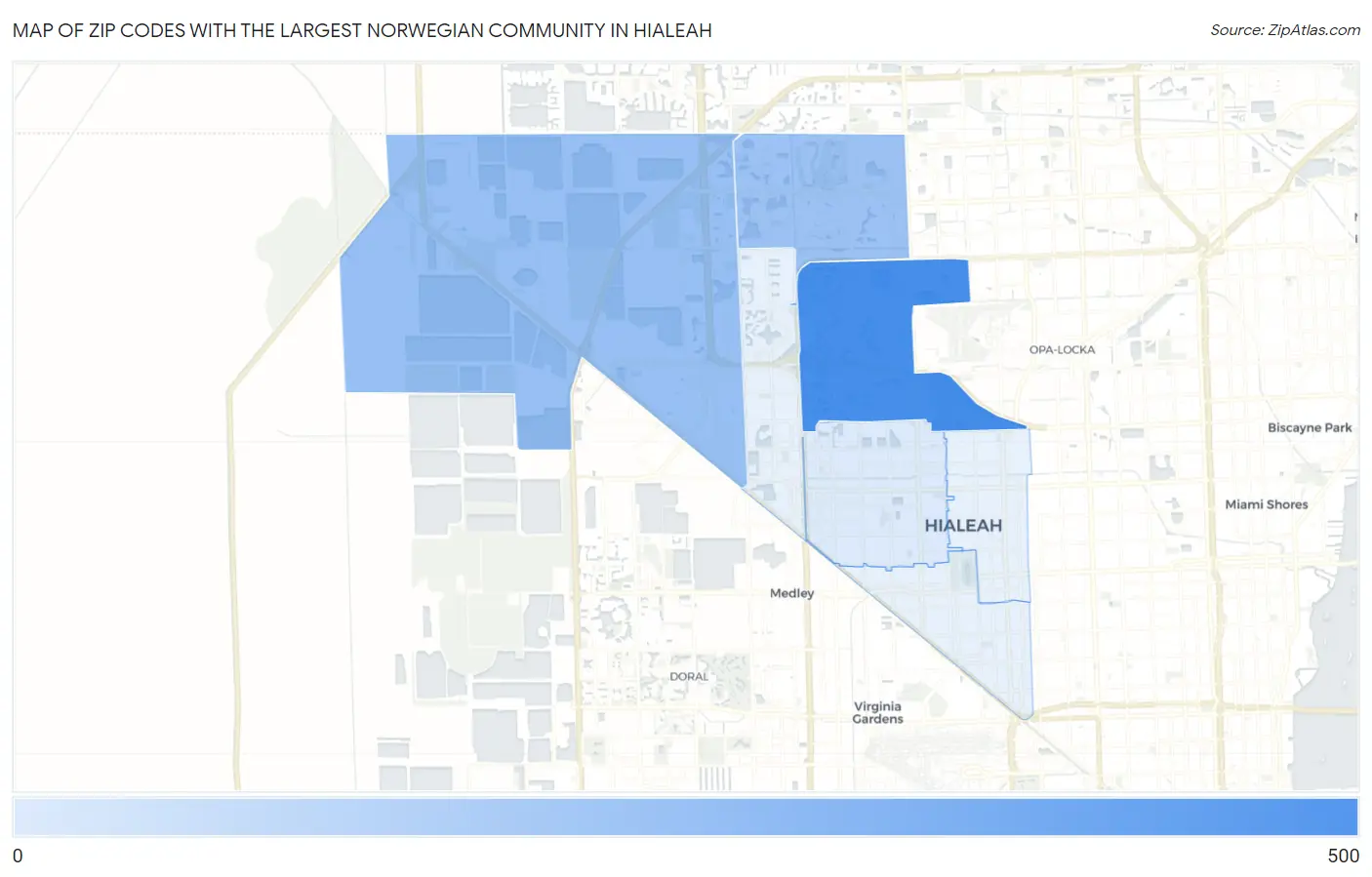 Zip Codes with the Largest Norwegian Community in Hialeah Map