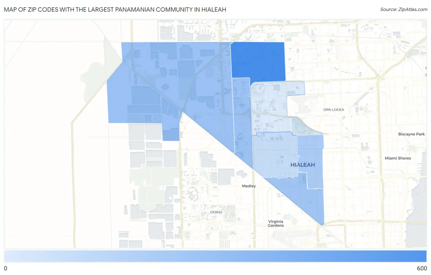 Zip Codes with the Largest Panamanian Community in Hialeah Map