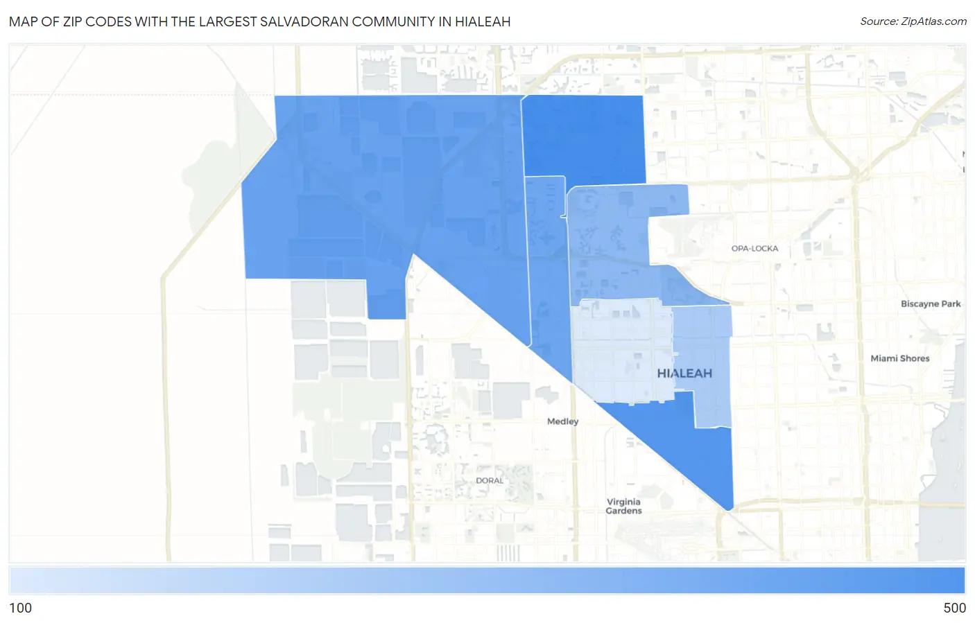 Zip Codes with the Largest Salvadoran Community in Hialeah Map
