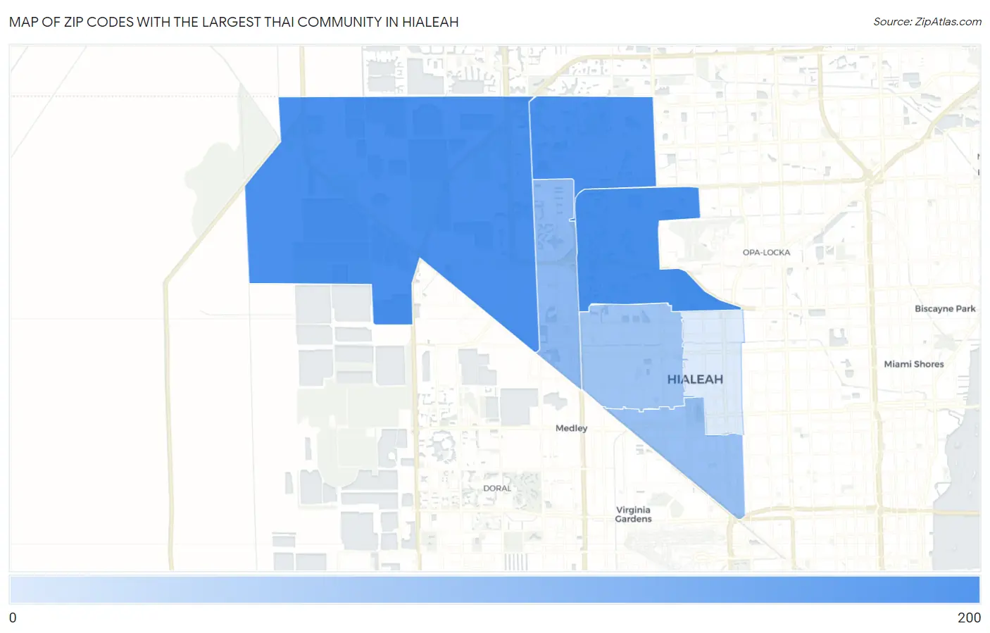 Zip Codes with the Largest Thai Community in Hialeah Map