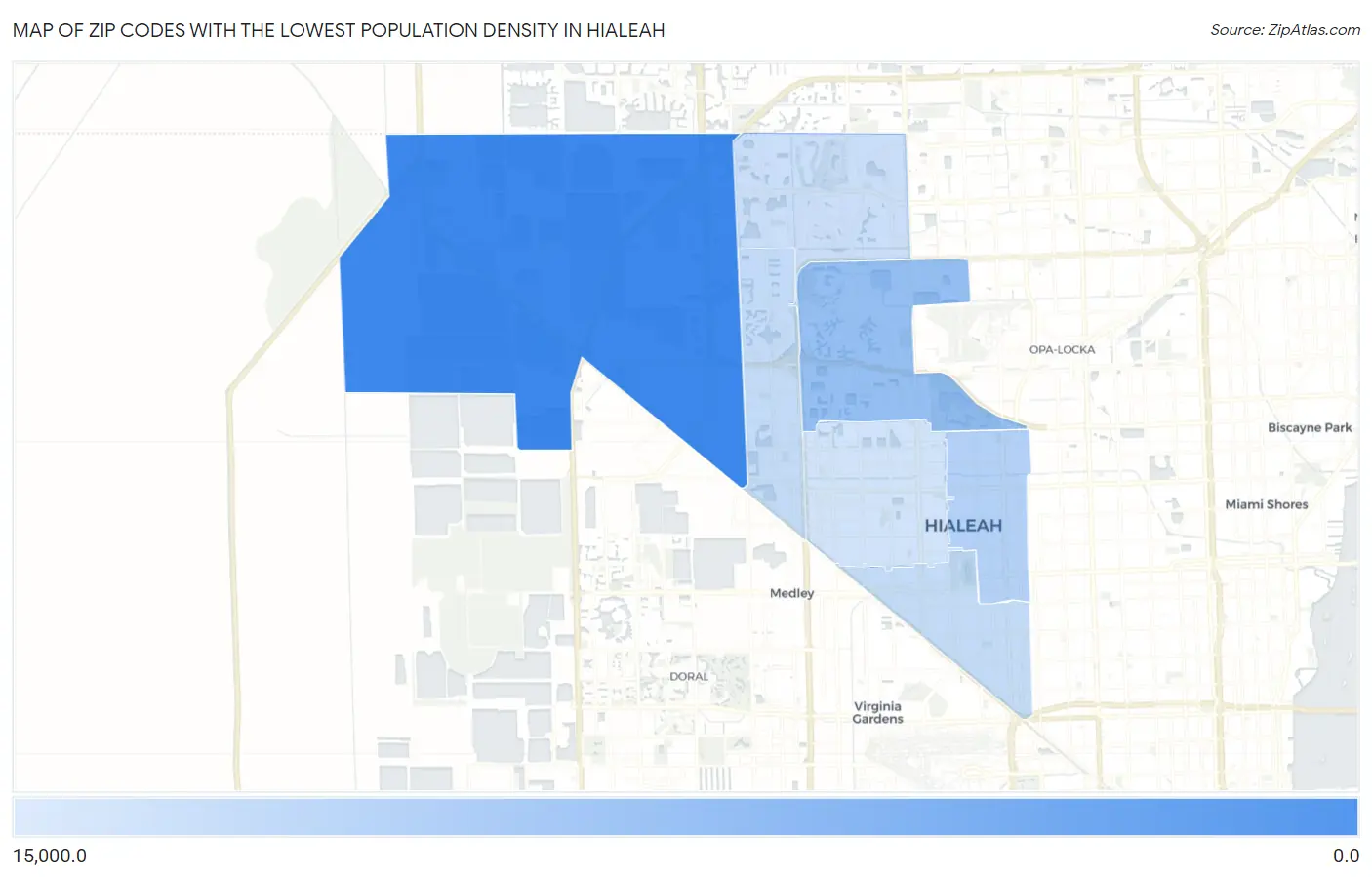 Zip Codes with the Lowest Population Density in Hialeah Map