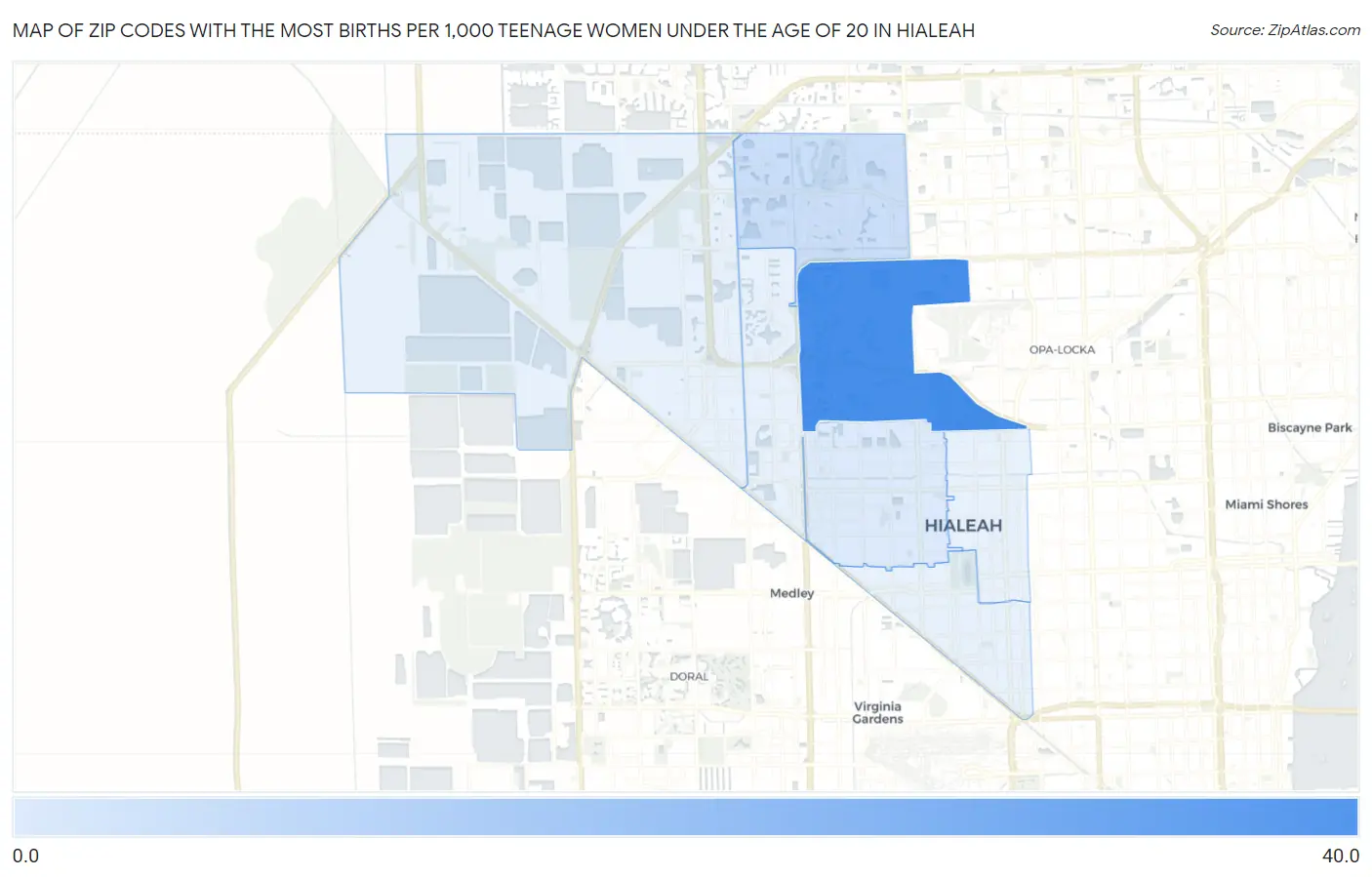 Zip Codes with the Most Births per 1,000 Teenage Women Under the Age of 20 in Hialeah Map
