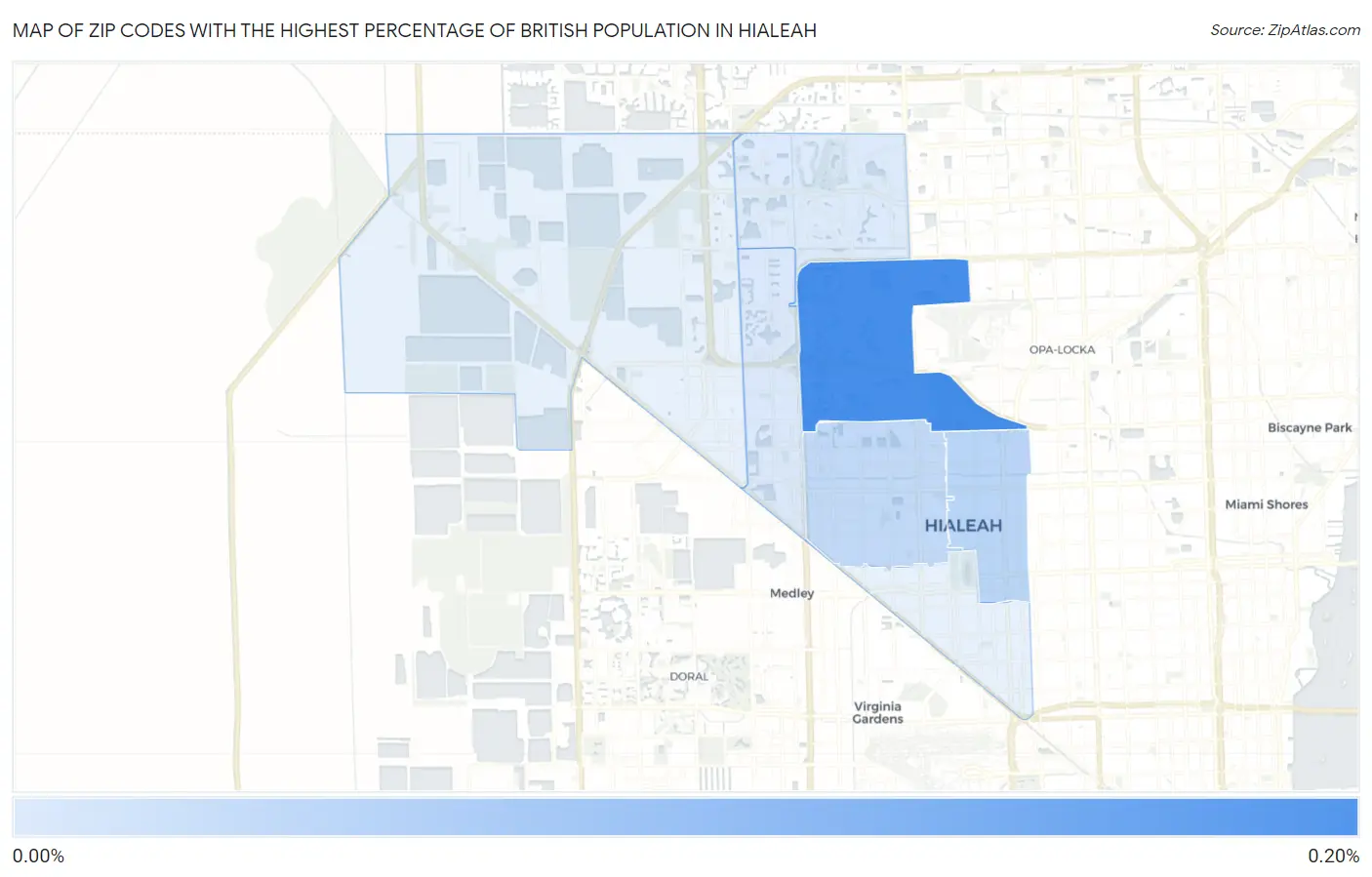 Zip Codes with the Highest Percentage of British Population in Hialeah Map