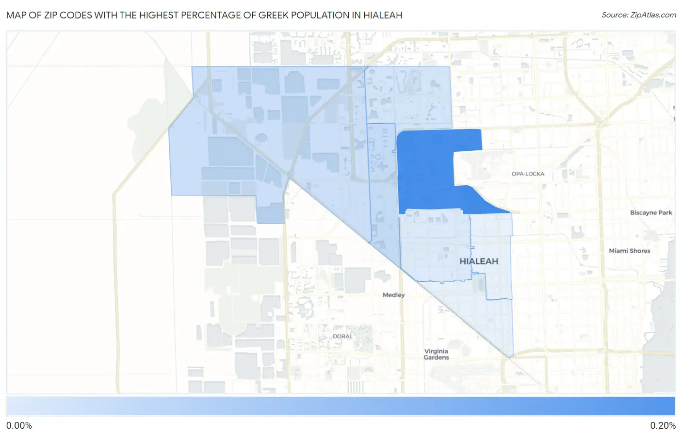 Zip Codes with the Highest Percentage of Greek Population in Hialeah Map
