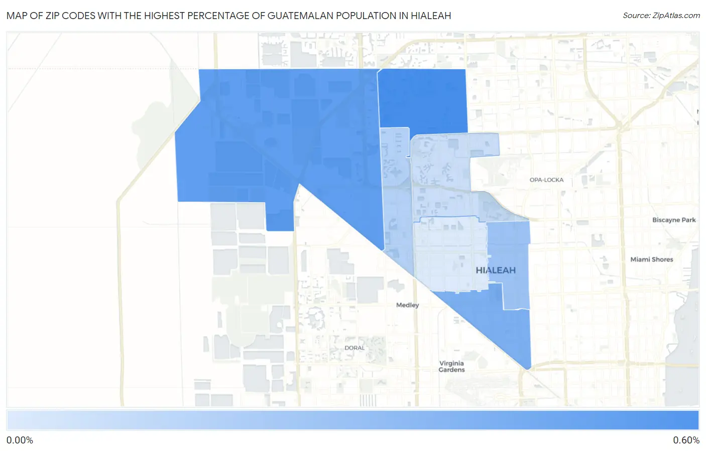 Zip Codes with the Highest Percentage of Guatemalan Population in Hialeah Map