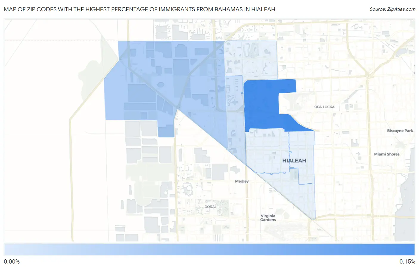 Zip Codes with the Highest Percentage of Immigrants from Bahamas in Hialeah Map
