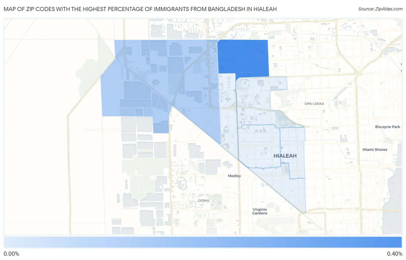 Zip Codes with the Highest Percentage of Immigrants from Bangladesh in Hialeah Map