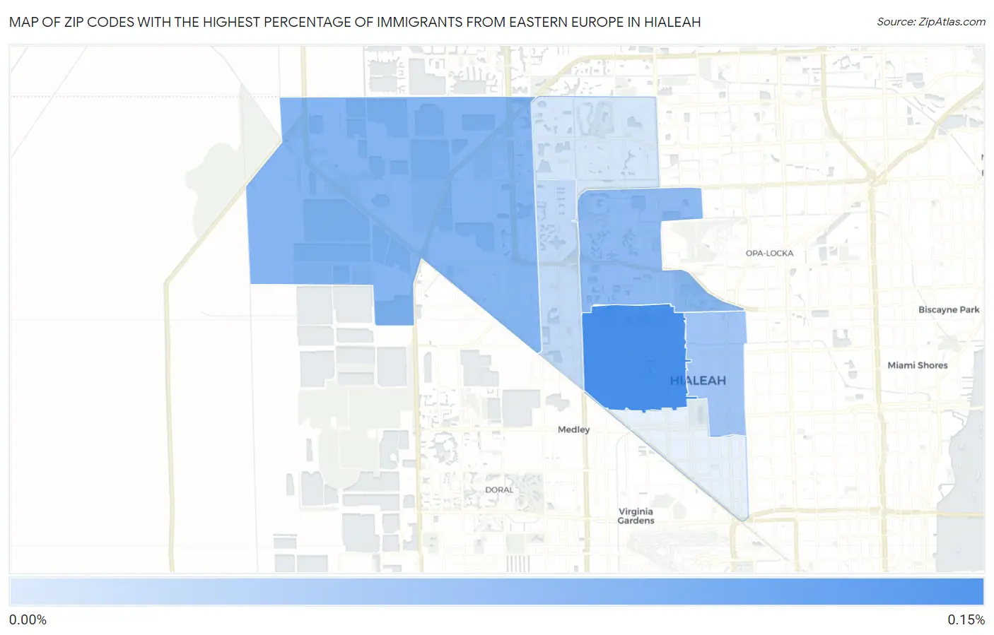 Zip Codes with the Highest Percentage of Immigrants from Eastern Europe in Hialeah Map