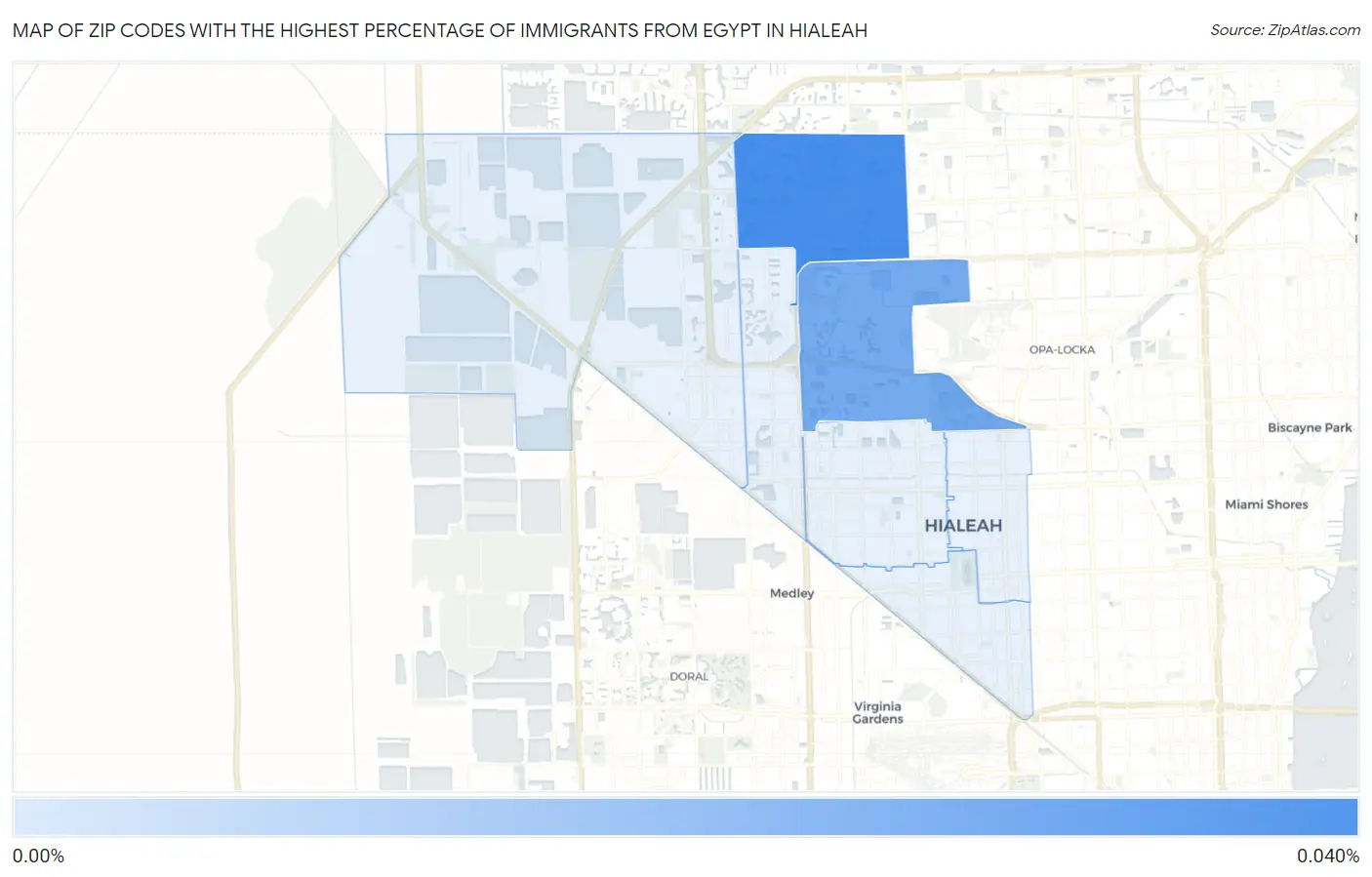 Zip Codes with the Highest Percentage of Immigrants from Egypt in Hialeah Map