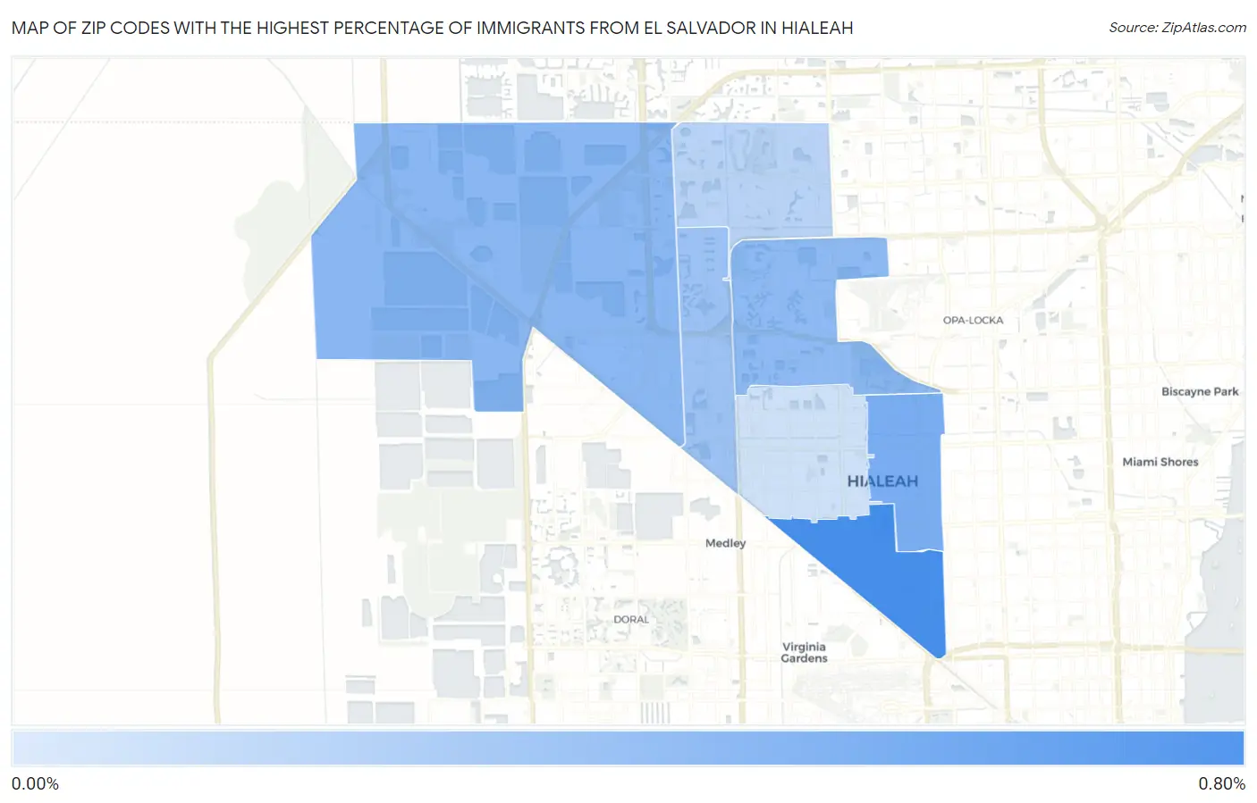 Zip Codes with the Highest Percentage of Immigrants from El Salvador in Hialeah Map