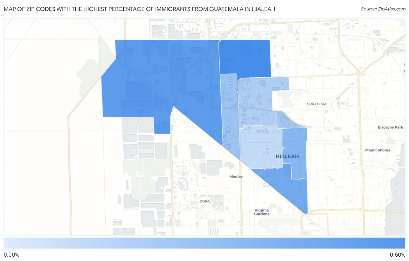 Zip Codes with the Highest Percentage of Immigrants from Guatemala in Hialeah Map