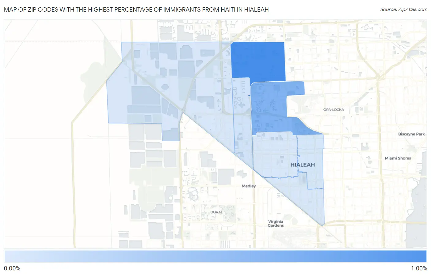 Zip Codes with the Highest Percentage of Immigrants from Haiti in Hialeah Map