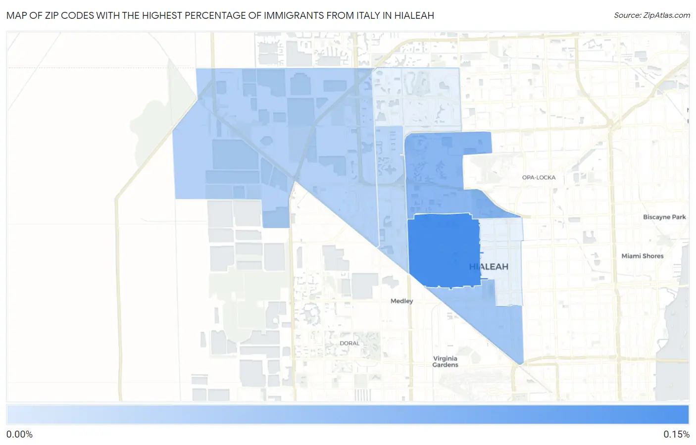 Zip Codes with the Highest Percentage of Immigrants from Italy in Hialeah Map