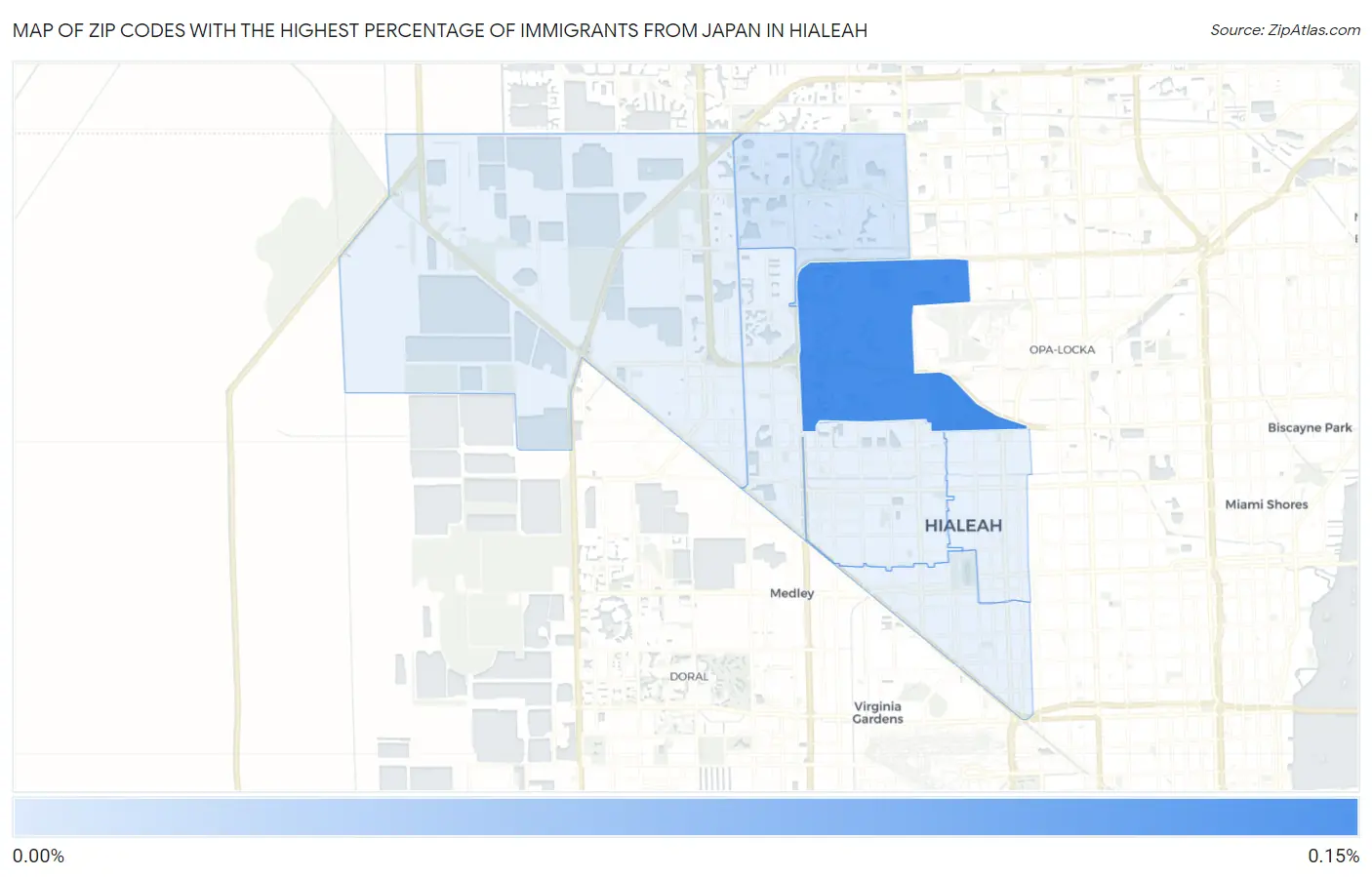 Zip Codes with the Highest Percentage of Immigrants from Japan in Hialeah Map