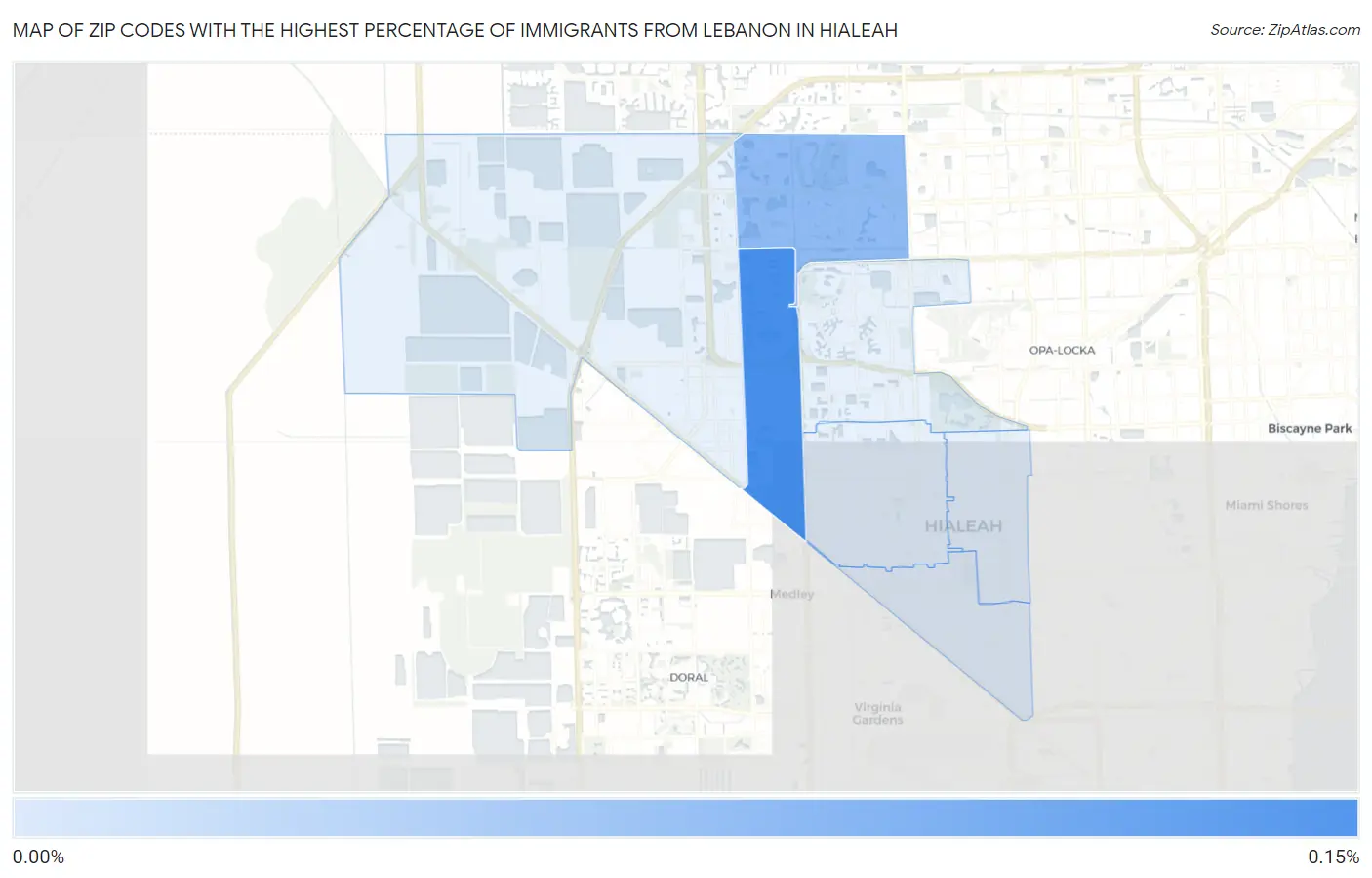 Zip Codes with the Highest Percentage of Immigrants from Lebanon in Hialeah Map