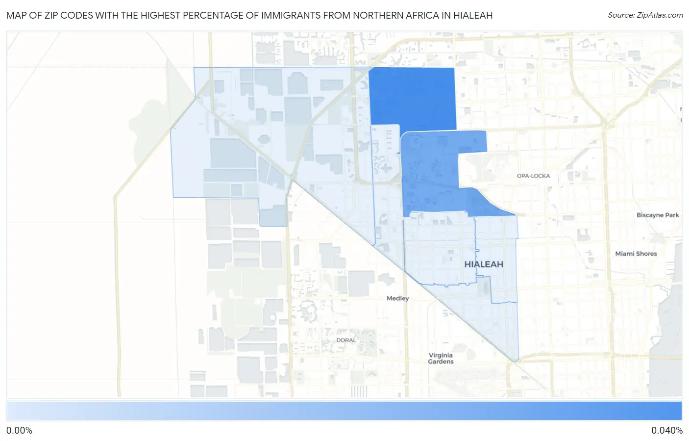 Zip Codes with the Highest Percentage of Immigrants from Northern Africa in Hialeah Map