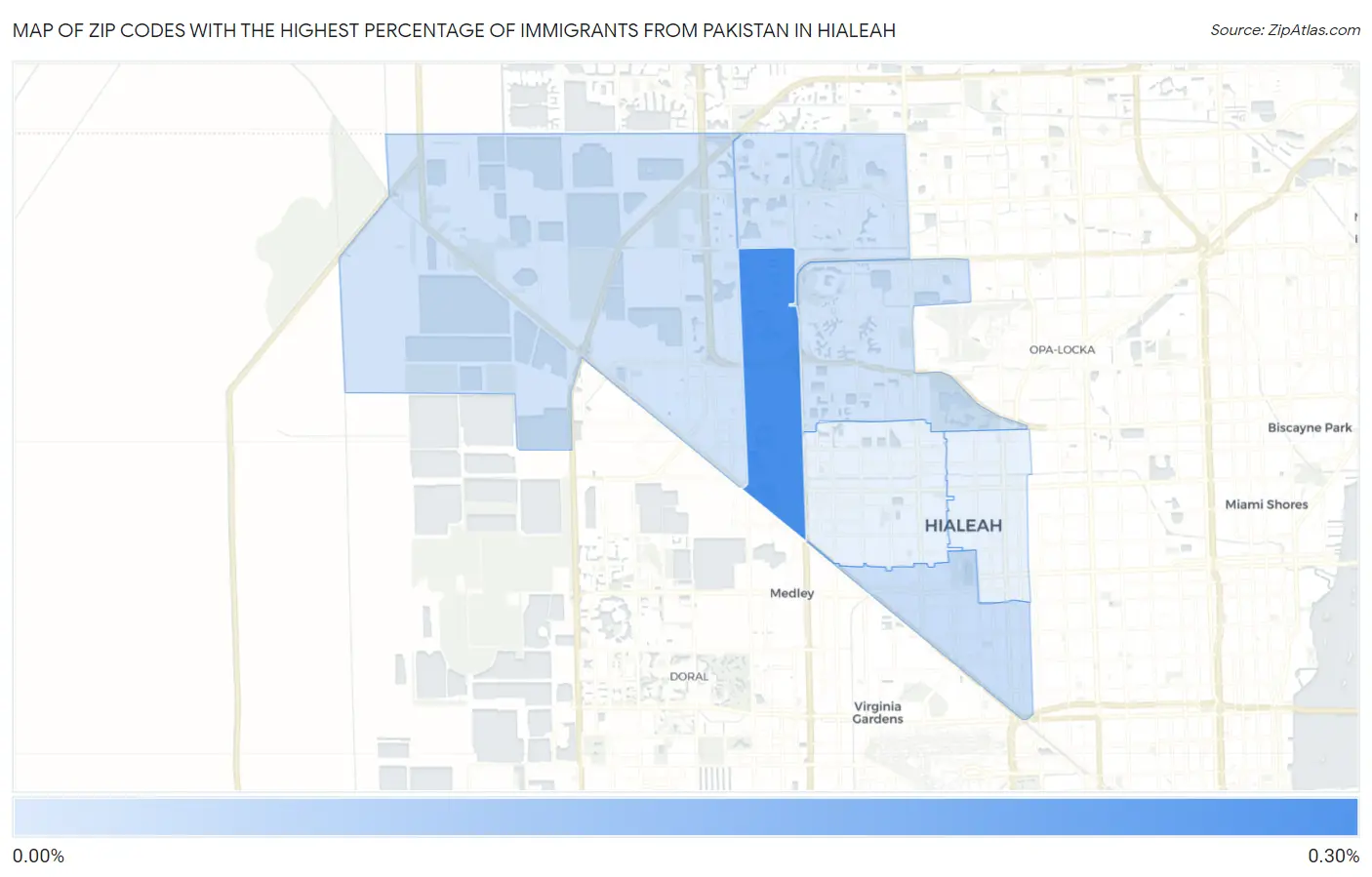 Zip Codes with the Highest Percentage of Immigrants from Pakistan in Hialeah Map