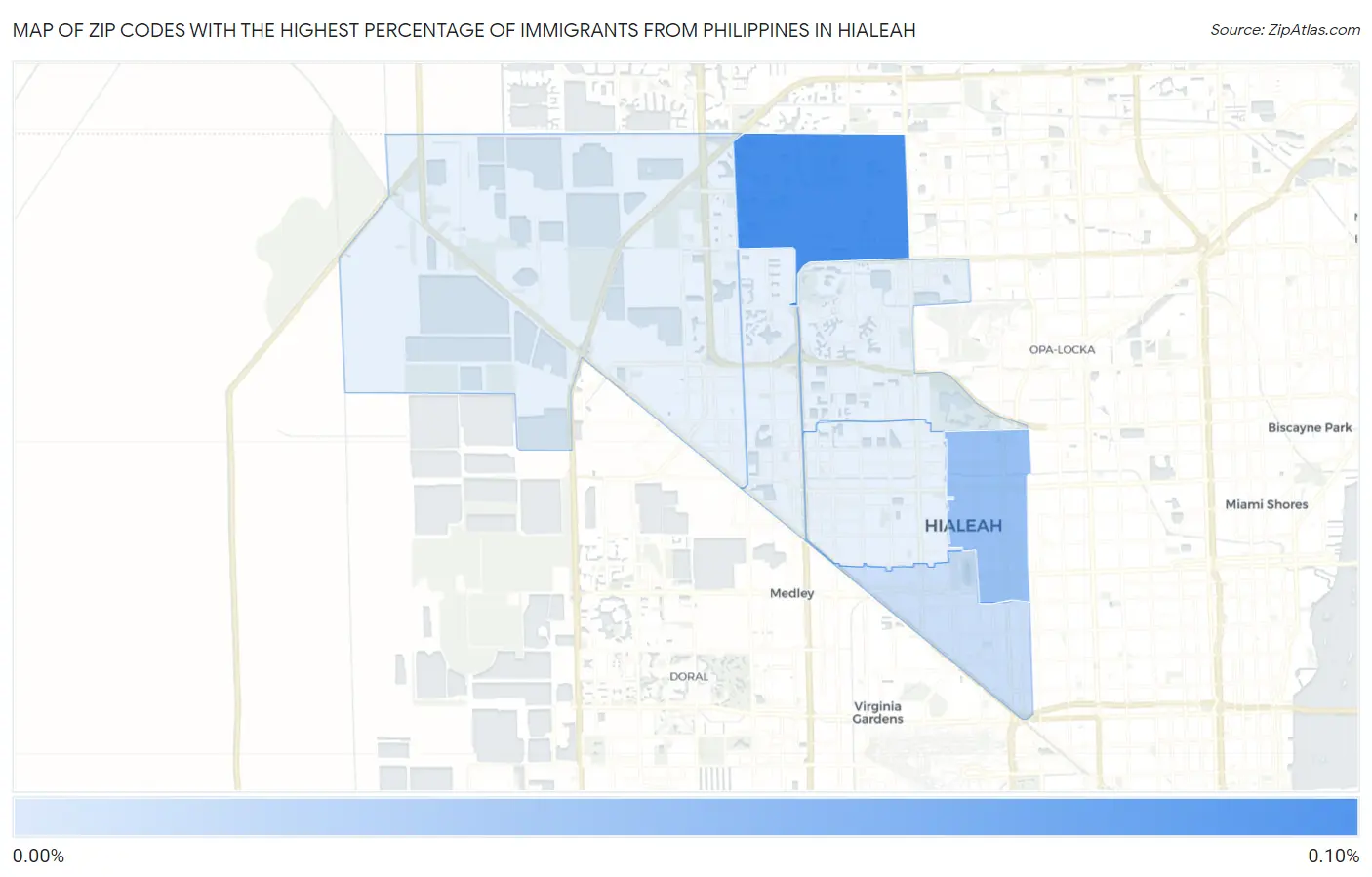 Zip Codes with the Highest Percentage of Immigrants from Philippines in Hialeah Map