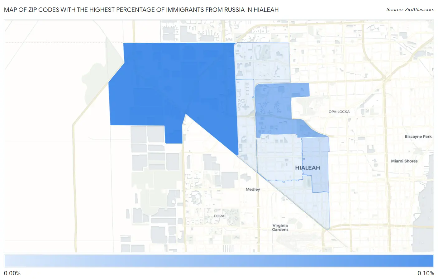 Zip Codes with the Highest Percentage of Immigrants from Russia in Hialeah Map