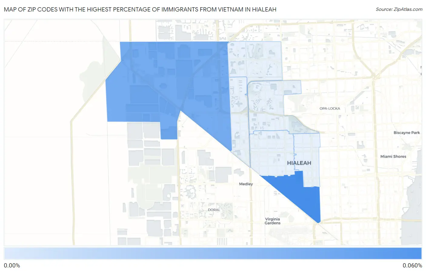 Zip Codes with the Highest Percentage of Immigrants from Vietnam in Hialeah Map