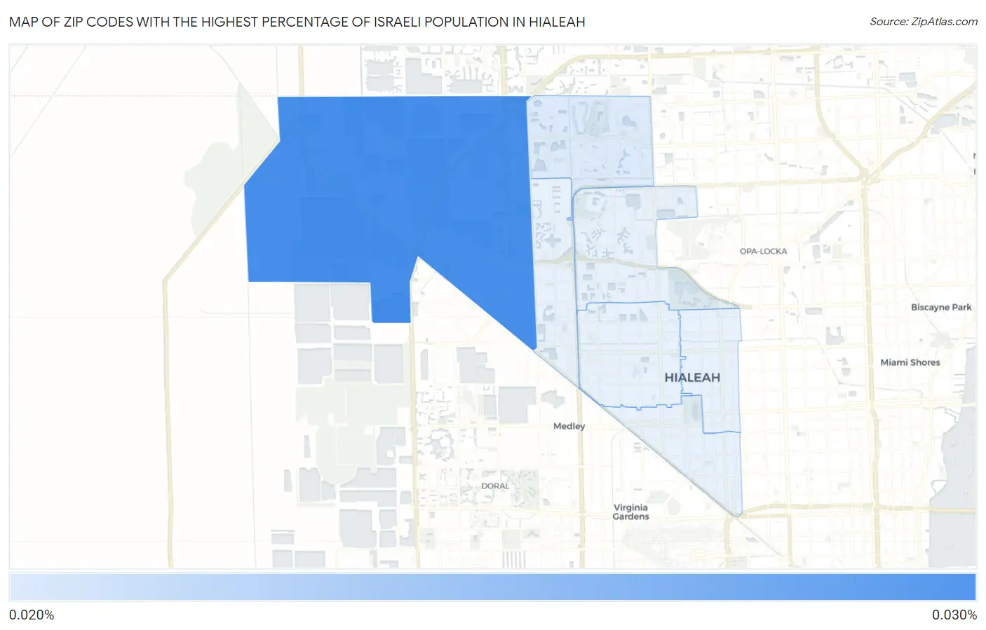 Zip Codes with the Highest Percentage of Israeli Population in Hialeah Map