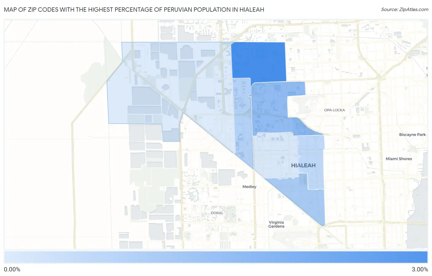 Zip Codes with the Highest Percentage of Peruvian Population in Hialeah Map