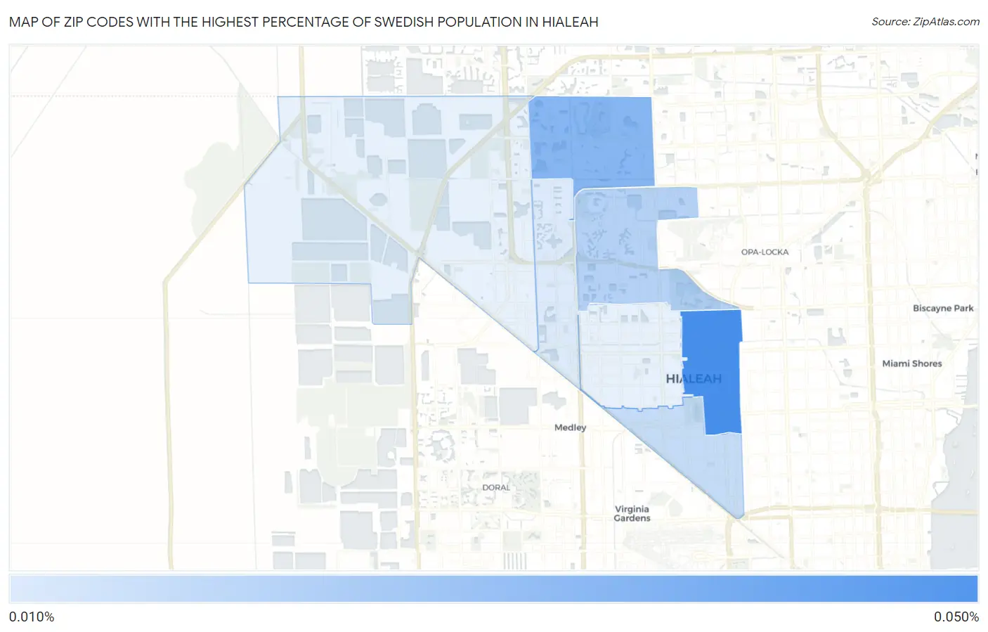 Zip Codes with the Highest Percentage of Swedish Population in Hialeah Map