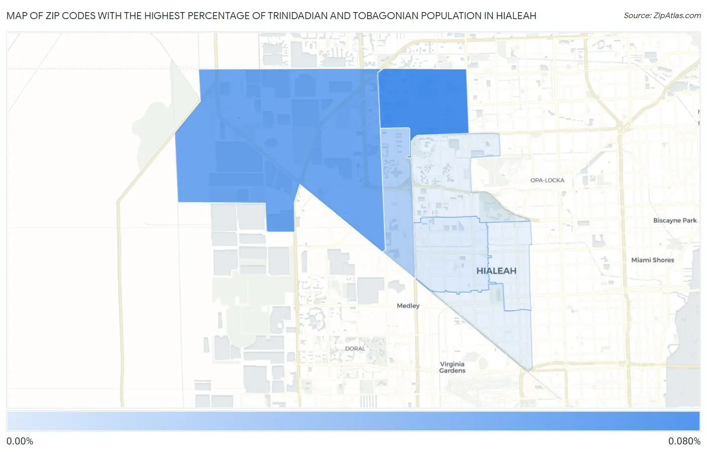 Zip Codes with the Highest Percentage of Trinidadian and Tobagonian Population in Hialeah Map