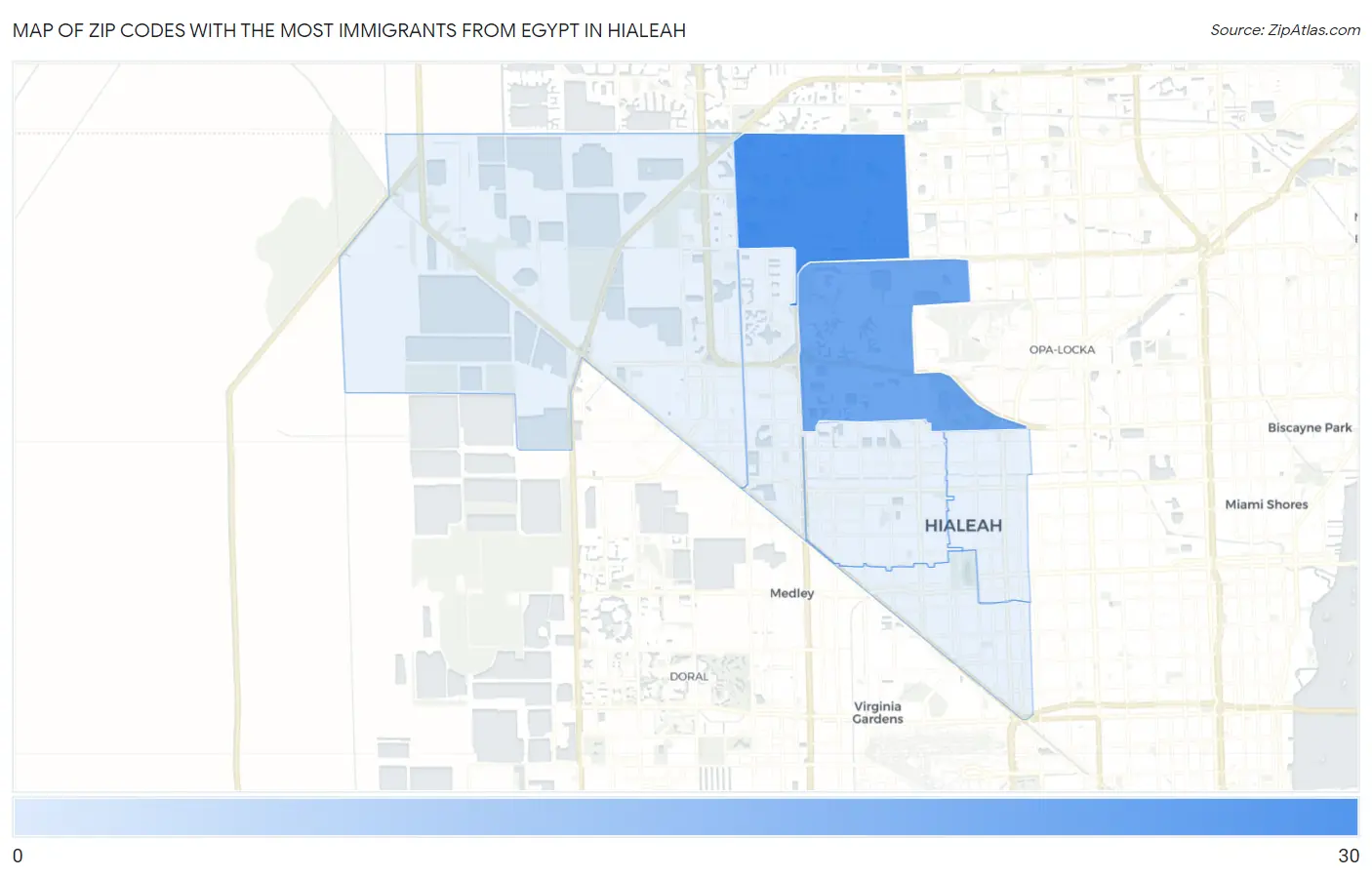 Zip Codes with the Most Immigrants from Egypt in Hialeah Map