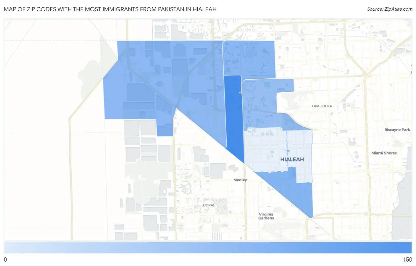 Zip Codes with the Most Immigrants from Pakistan in Hialeah Map